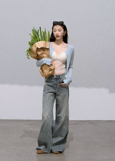 Huge Tenderness  Wool-Silk Slim Knit Cardigan